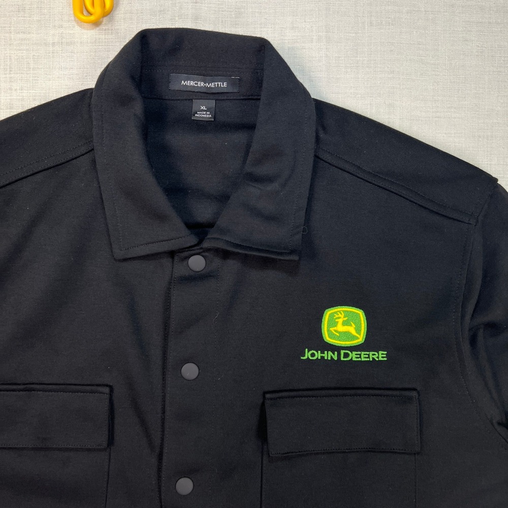 Mercer Mettle Mens XL‎ John Deere Shacket Black Snap Front Long Sleeve Pockets